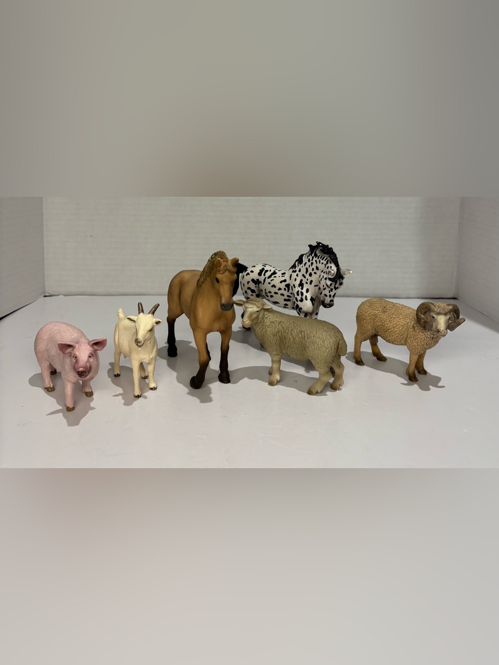 Schleich Farm Animals Lot of 6 Horse Pig Sheep Goat Ram Knabstrupper Retired